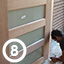 8. Hang door and adjust frame to ensure correct gaps